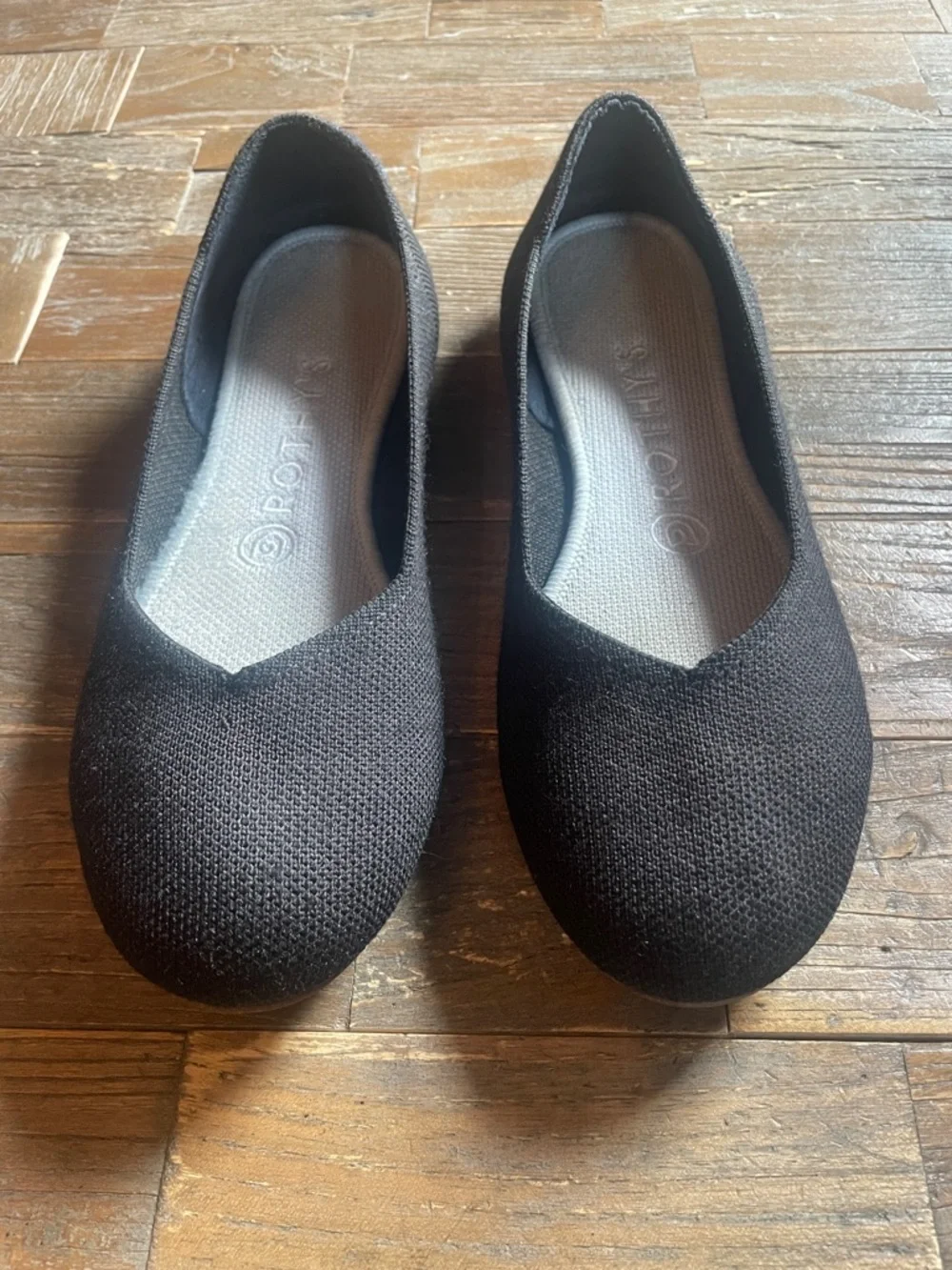 Rothy's The Flat Solid Black Knit Fabric Round Toe Flats - Picture 4 of 15